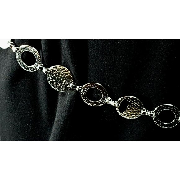 Silver Tone Hammered Metal Circle Chain 19bb4-53 - Picture 1 of 8